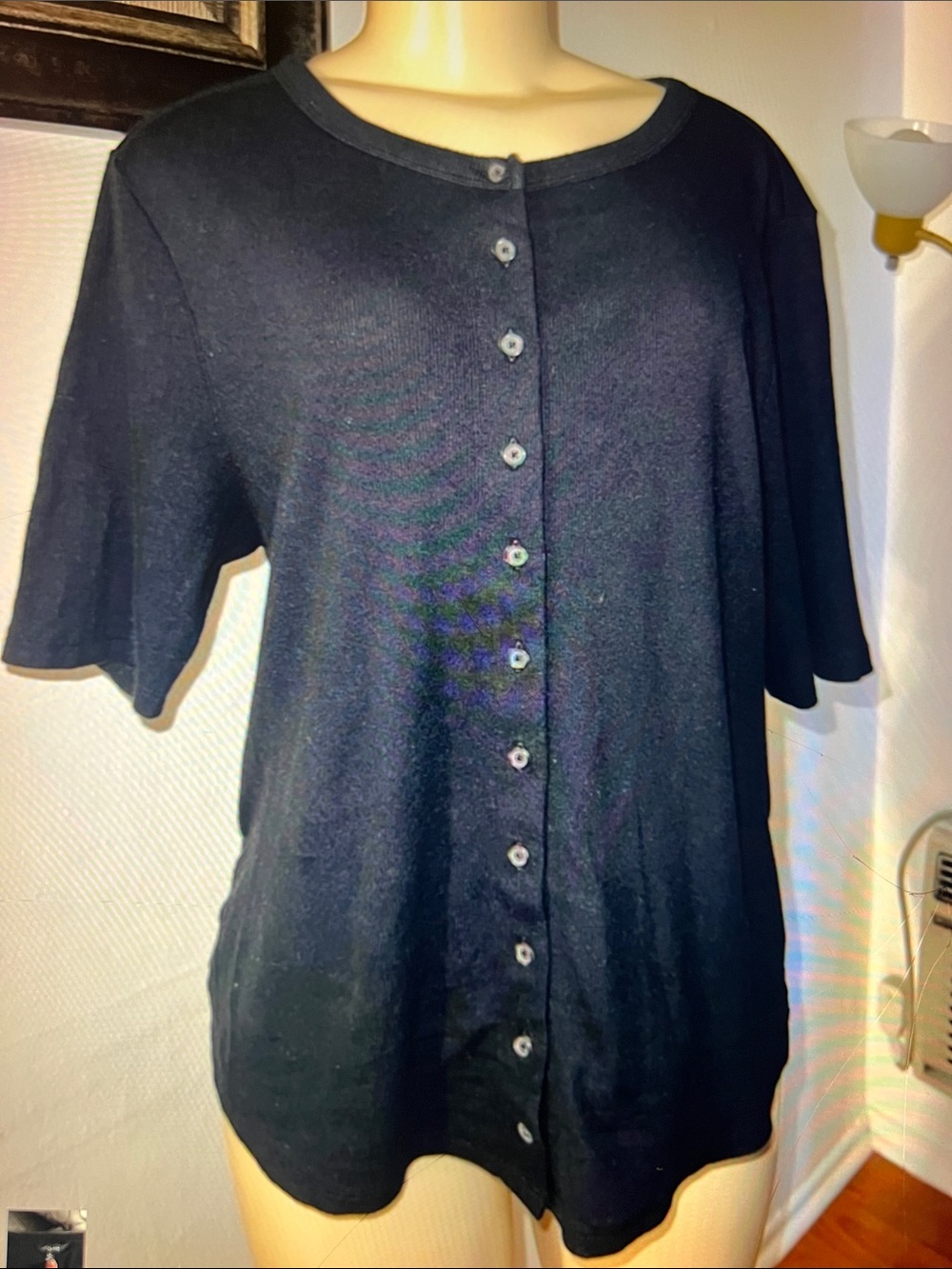 Banana Republic Black Button-Front Short Sleeve Top